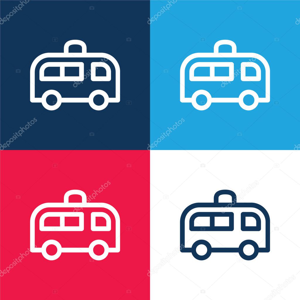 Ambulance blue and red four color minimal icon set