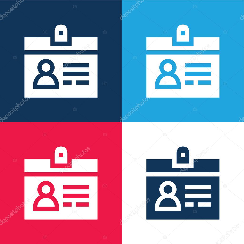 Accreditation blue and red four color minimal icon set