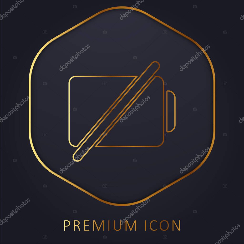 Battery With A Slash golden line premium logo or icon