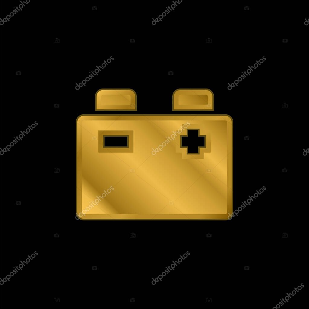Battery gold plated metalic icon or logo vector