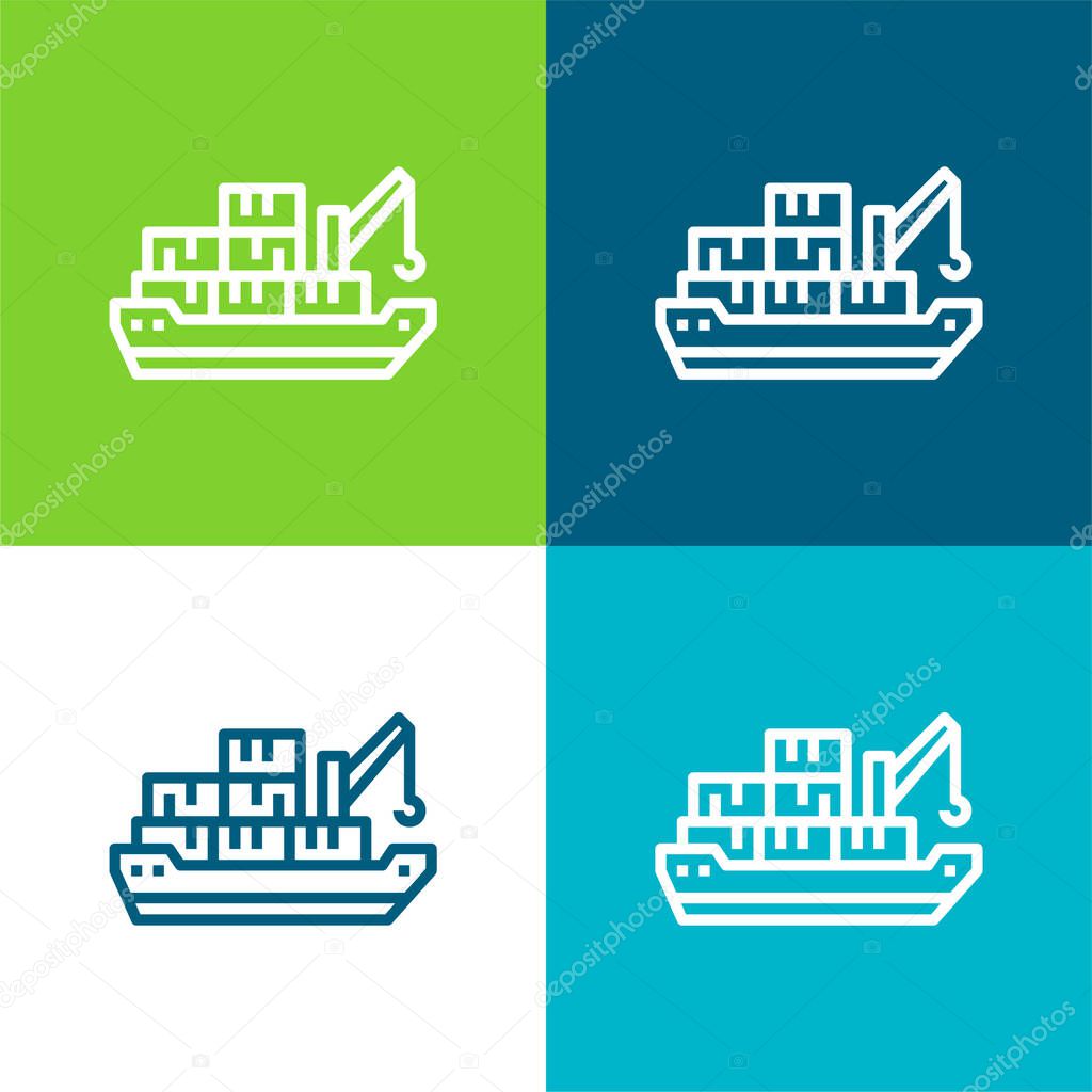 Barge Flat four color minimal icon set