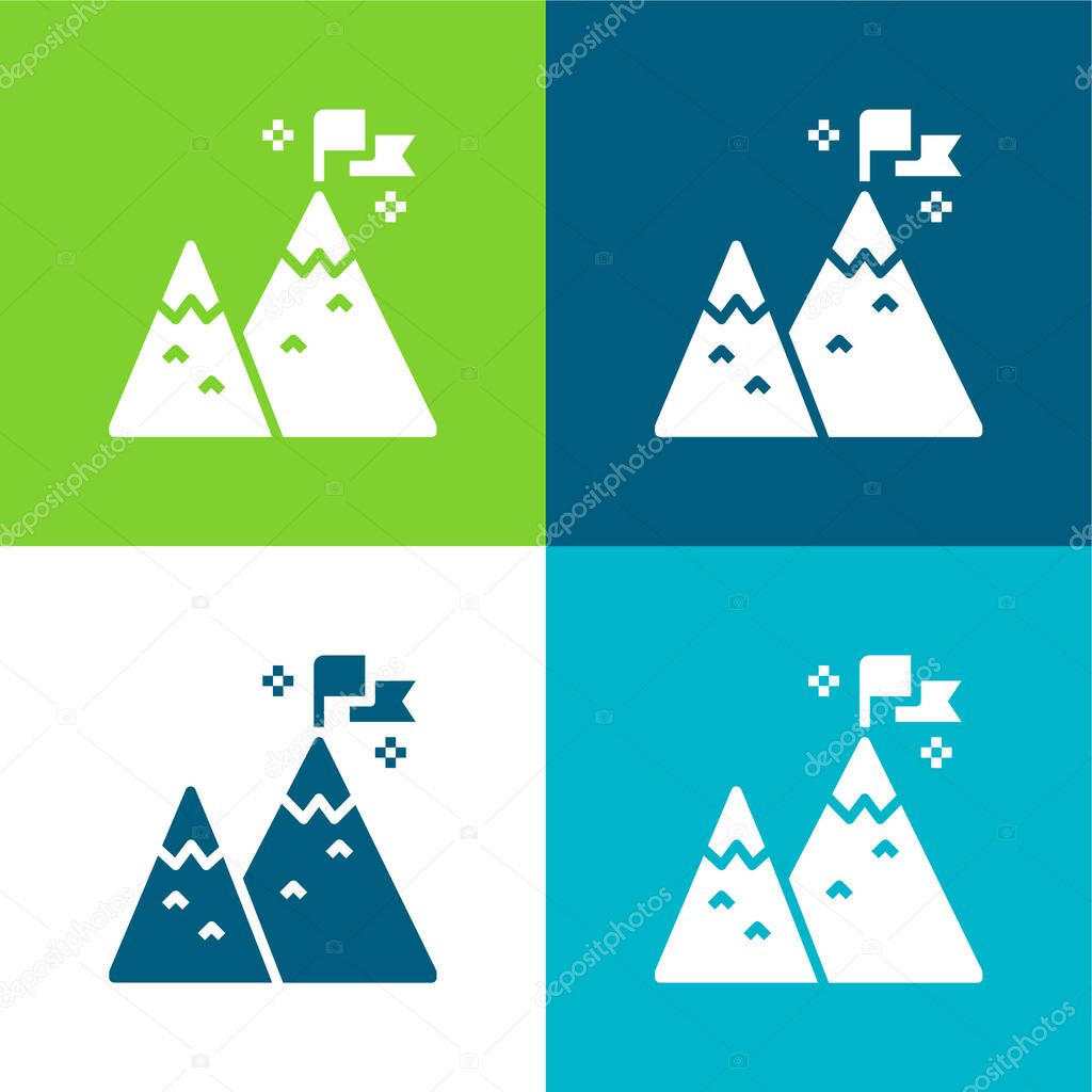 Achievement Flat four color minimal icon set