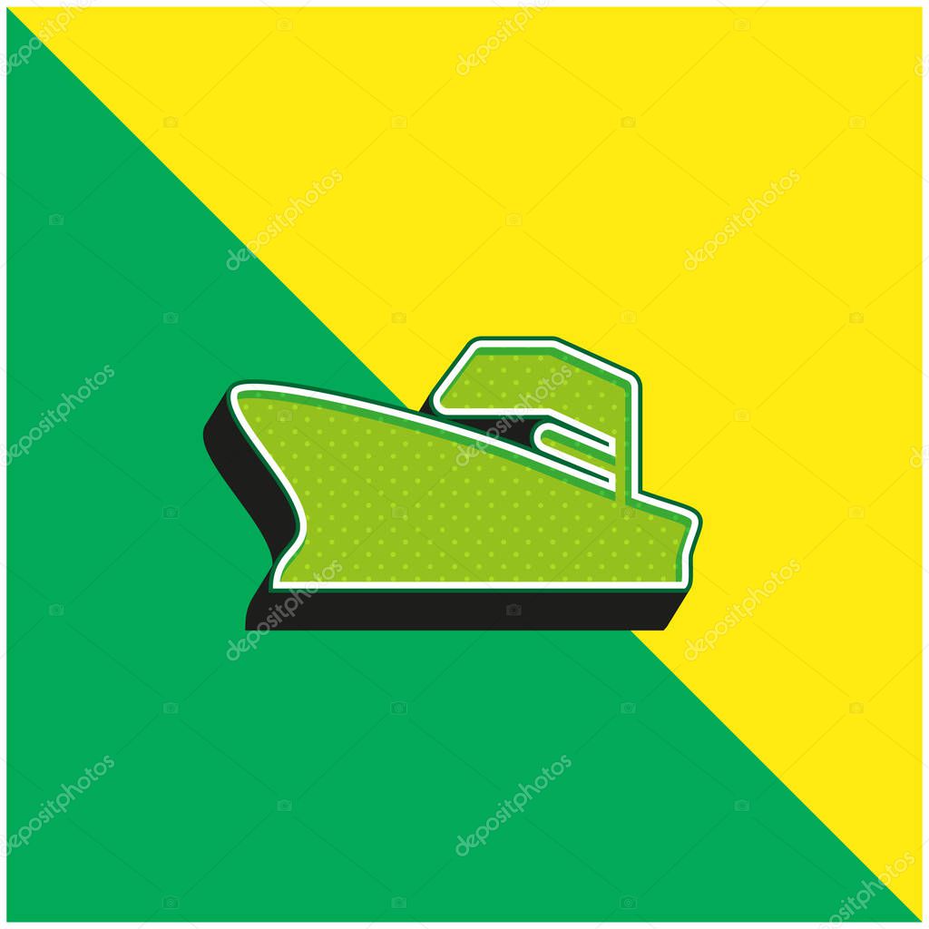 Battleship Green and yellow modern 3d vector icon logo