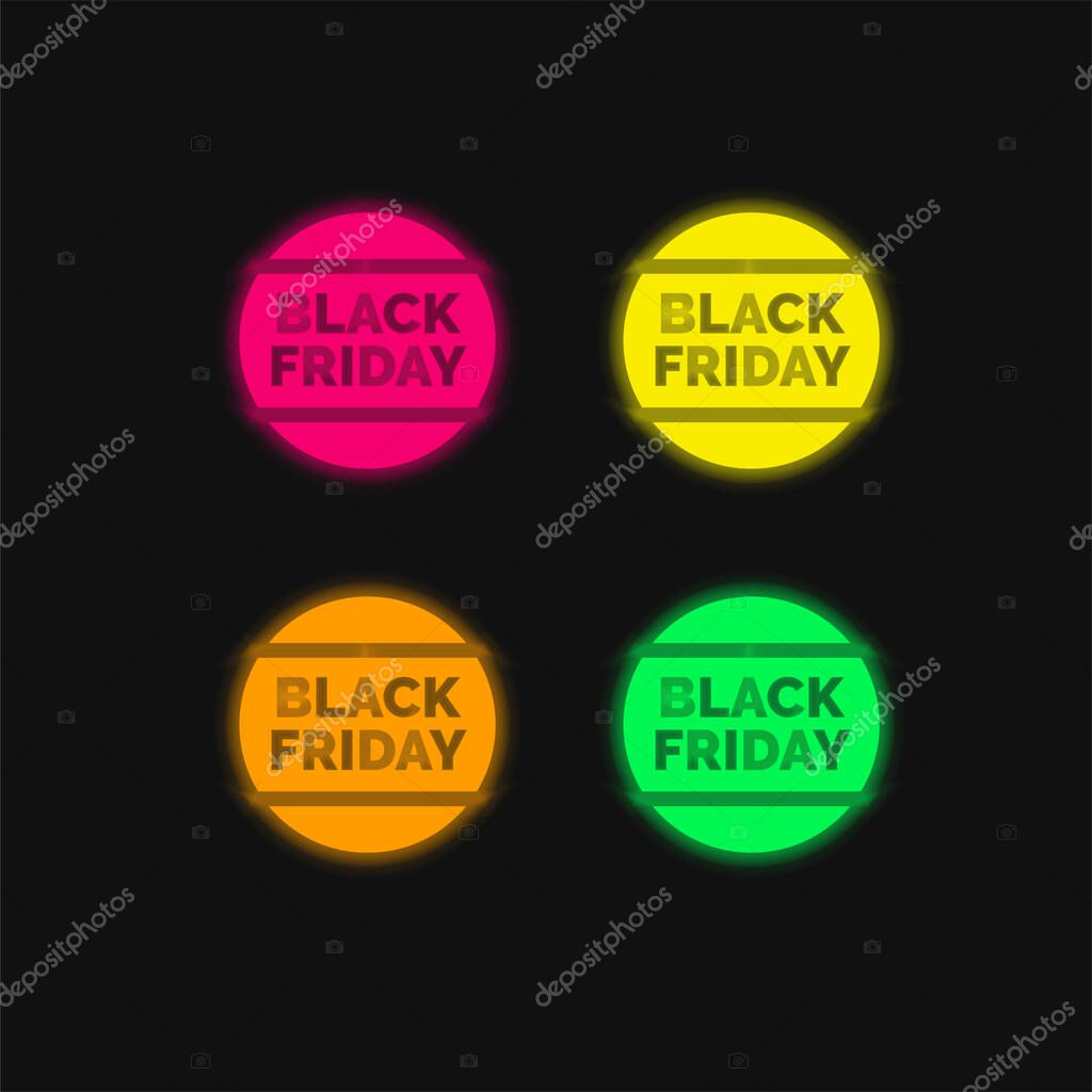 Black Friday four color glowing neon vector icon