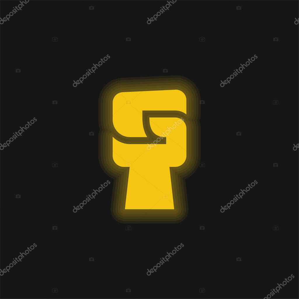Black Power yellow glowing neon icon
