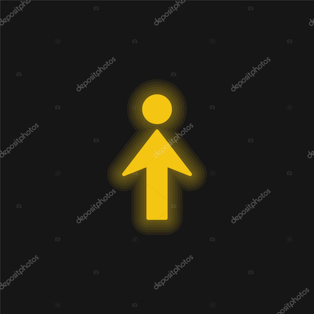 Arrow To yellow glowing neon icon