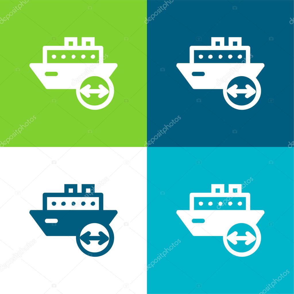 Boat Length Flat four color minimal icon set