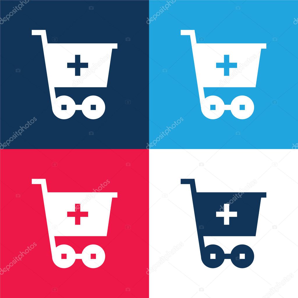 Add To Cart blue and red four color minimal icon set