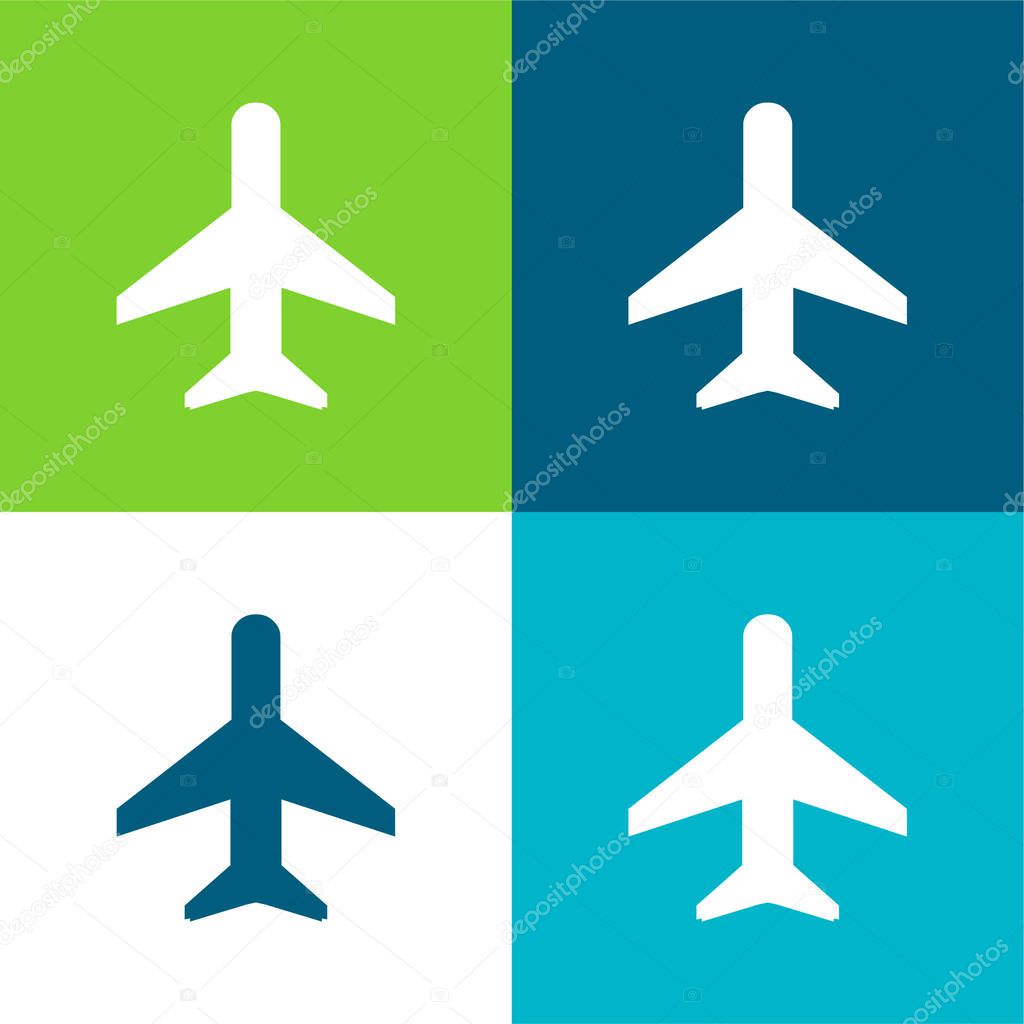 Airplane Flat four color minimal icon set