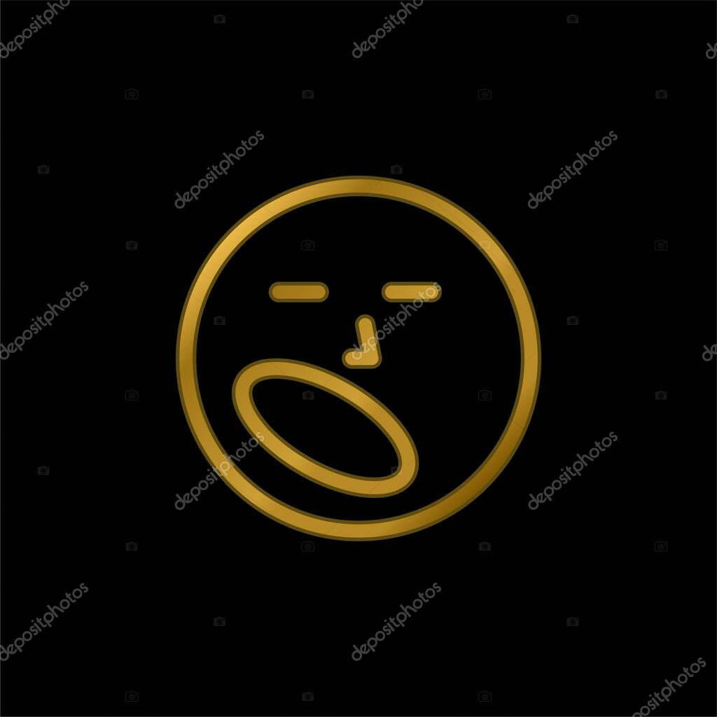 Boring gold plated metalic icon or logo vector