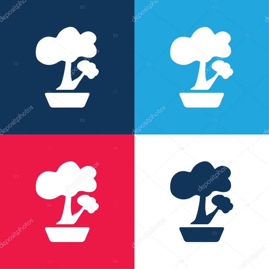 Bonsai blue and red four color minimal icon set