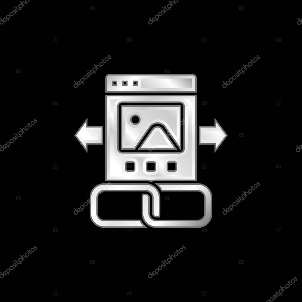 Backlink silver plated metallic icon