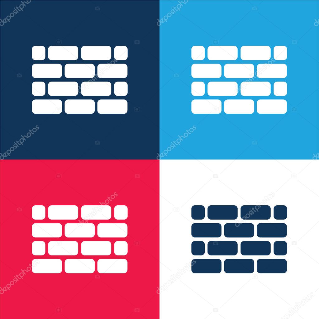 Brick Wall blue and red four color minimal icon set