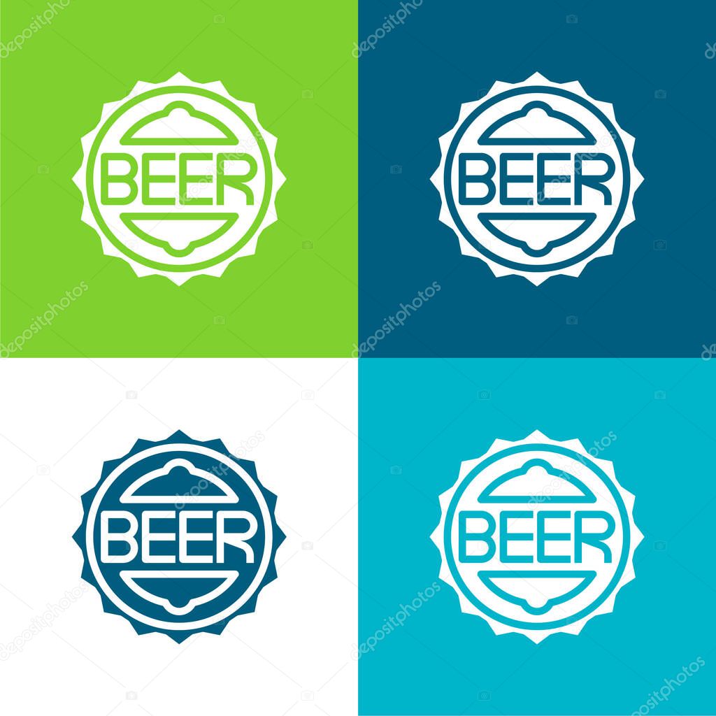 Bottle Cap Flat four color minimal icon set