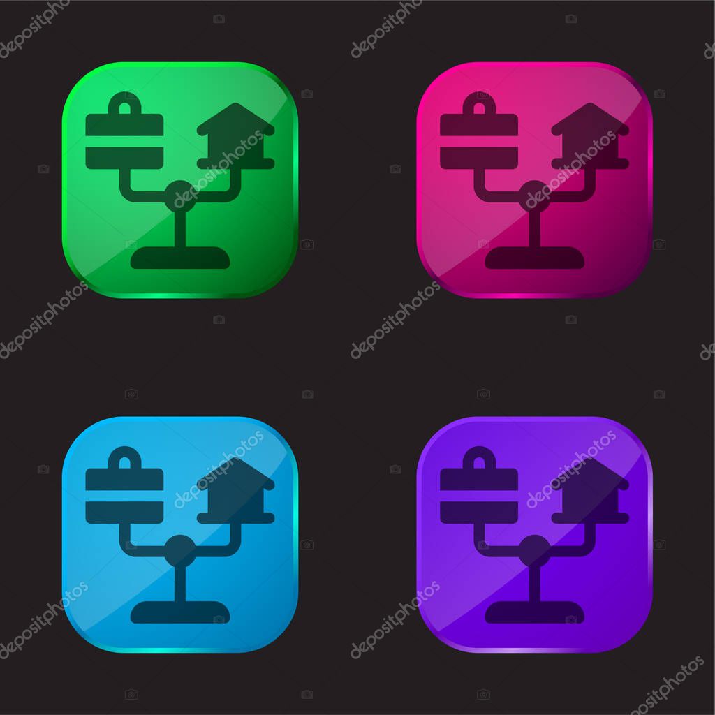 Balance four color glass button icon