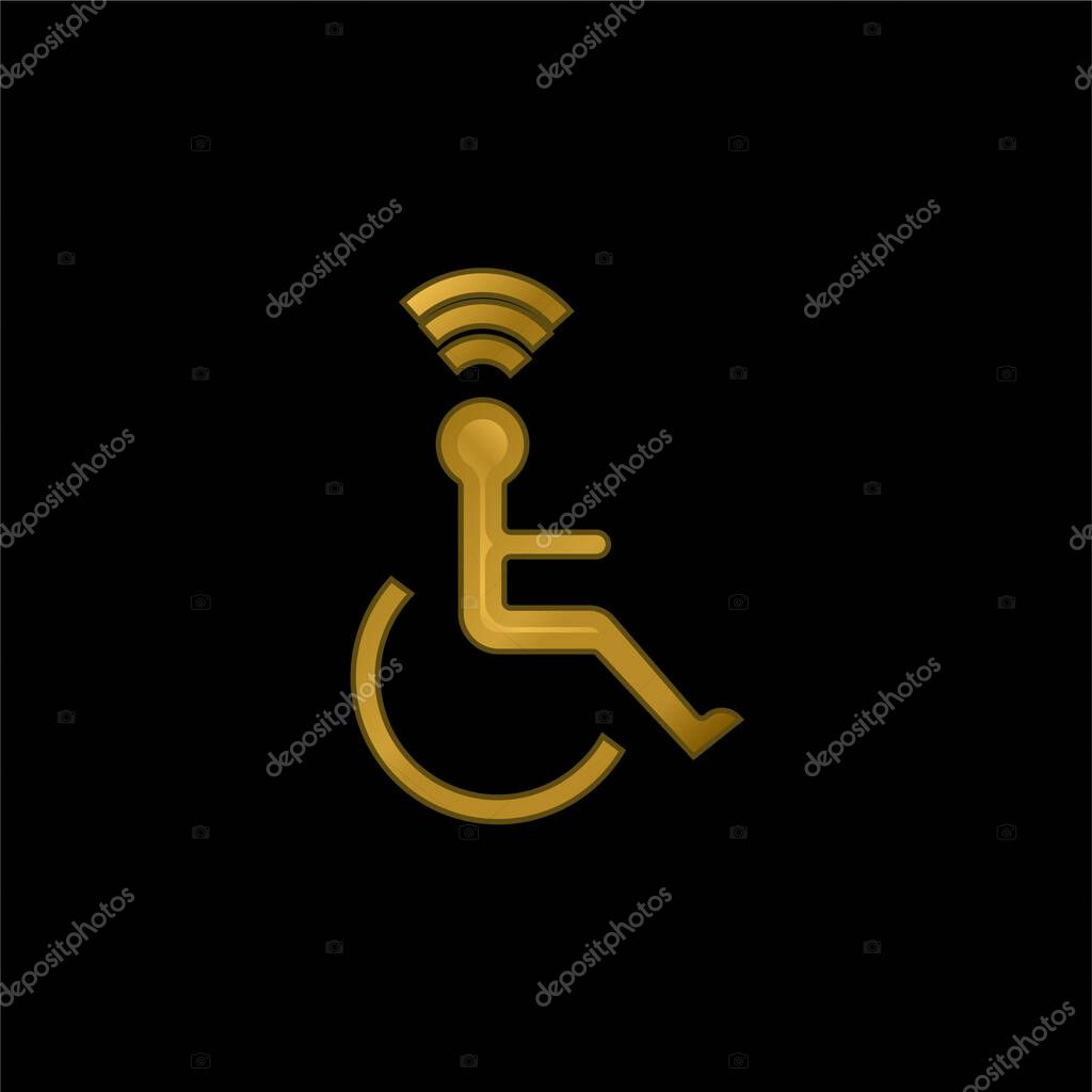 Accesibility gold plated metalic icon or logo vector