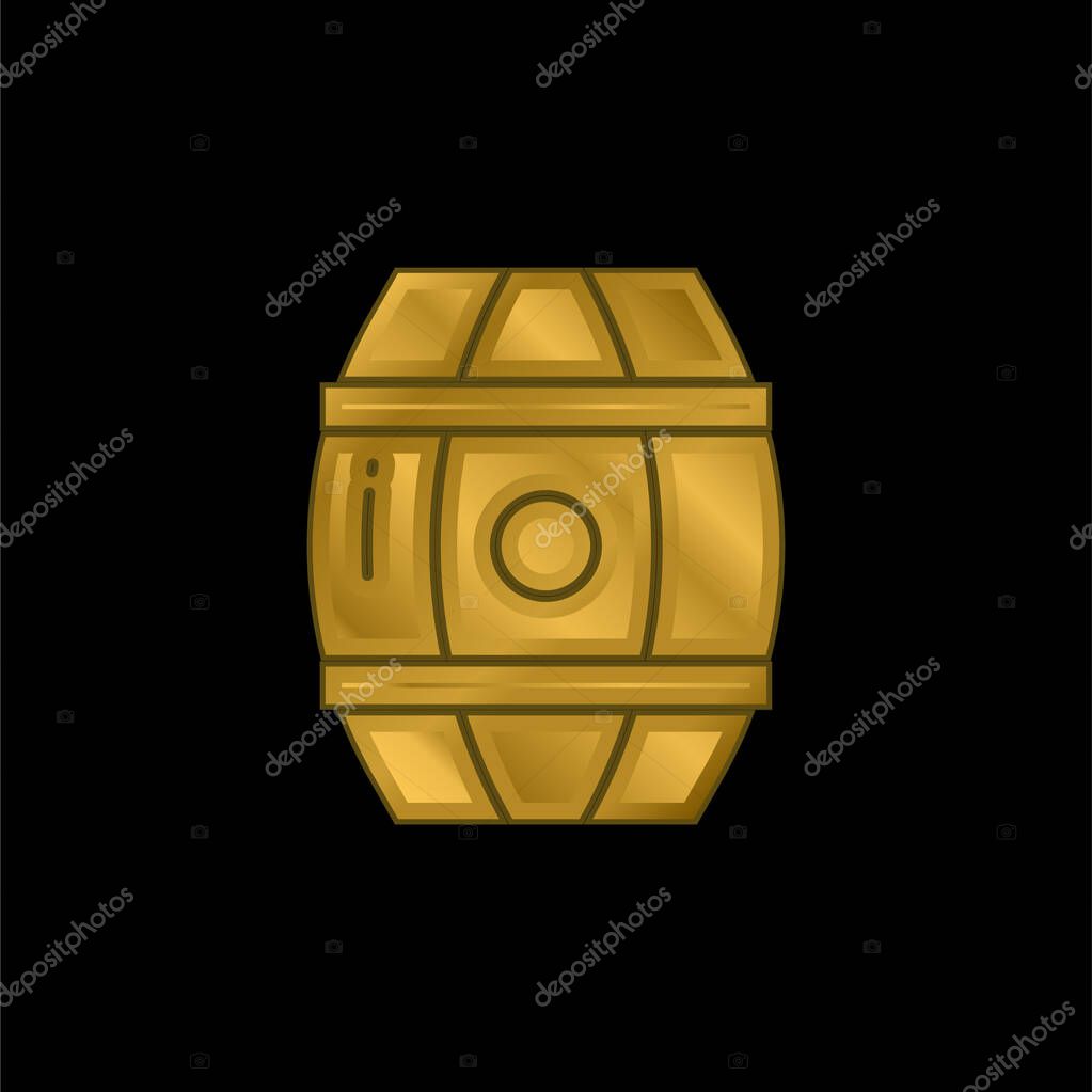 Barrel gold plated metalic icon or logo vector