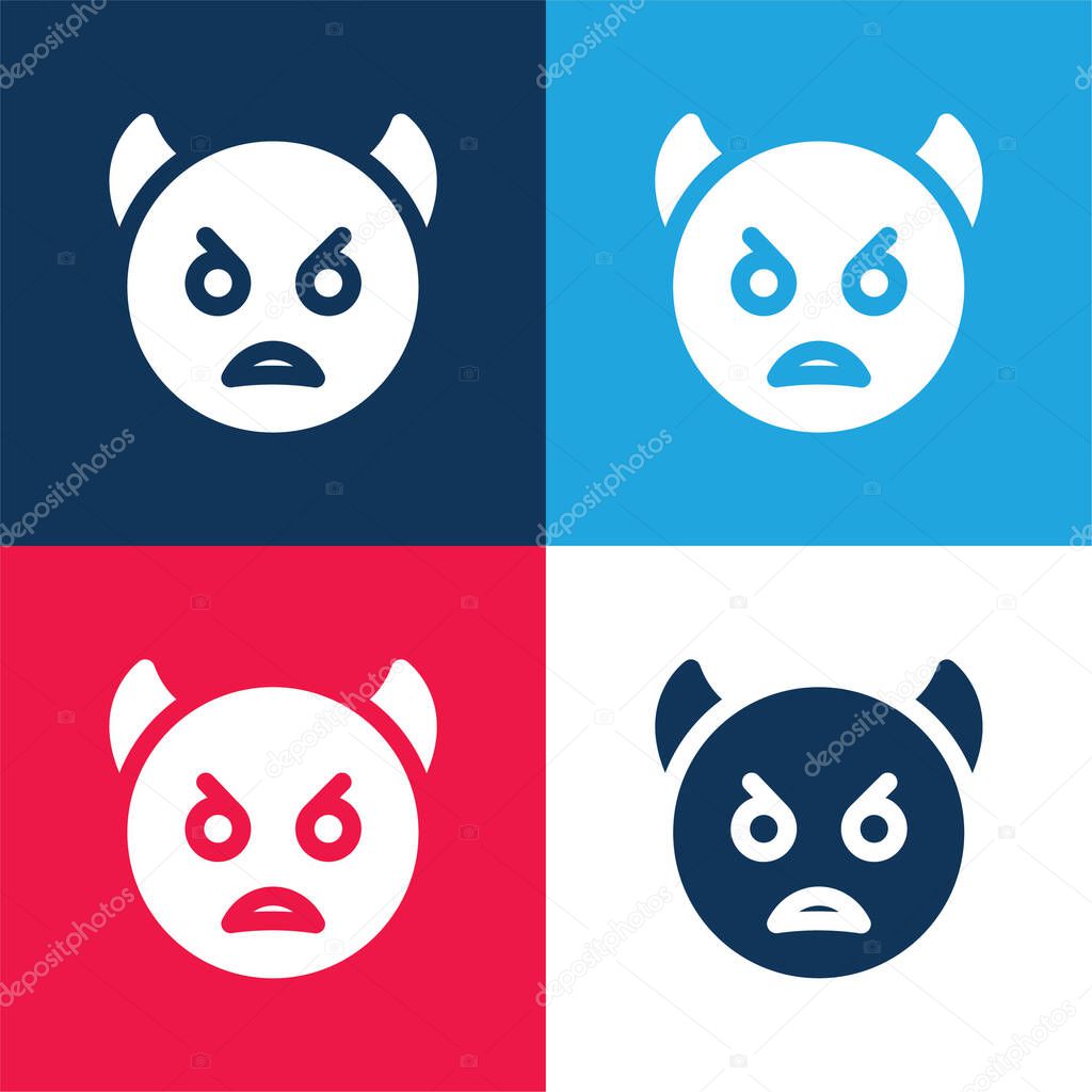 Angry blue and red four color minimal icon set