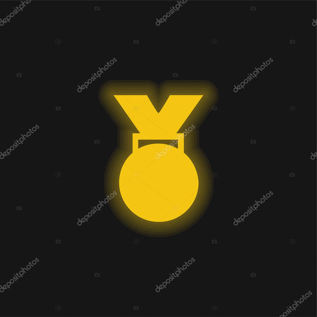 Award Medal yellow glowing neon icon
