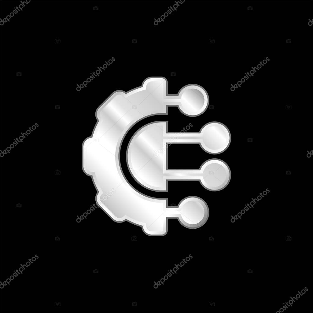 Artificial Intelligence silver plated metallic icon