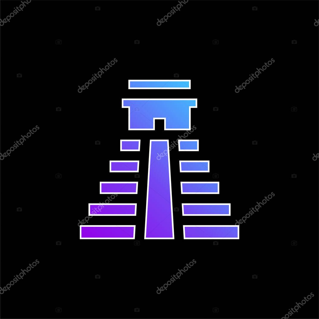 Aztec Pyramid blue gradient vector icon
