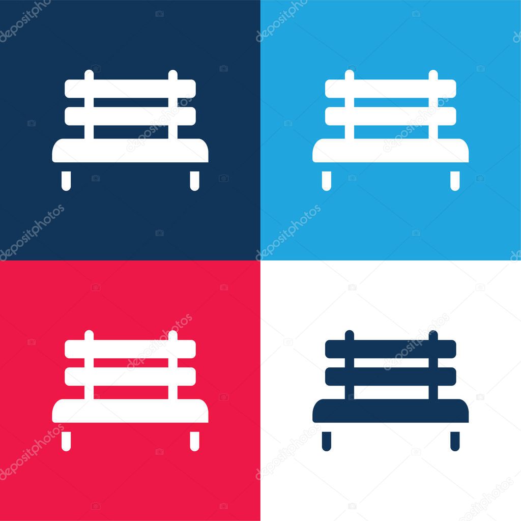 Bench blue and red four color minimal icon set