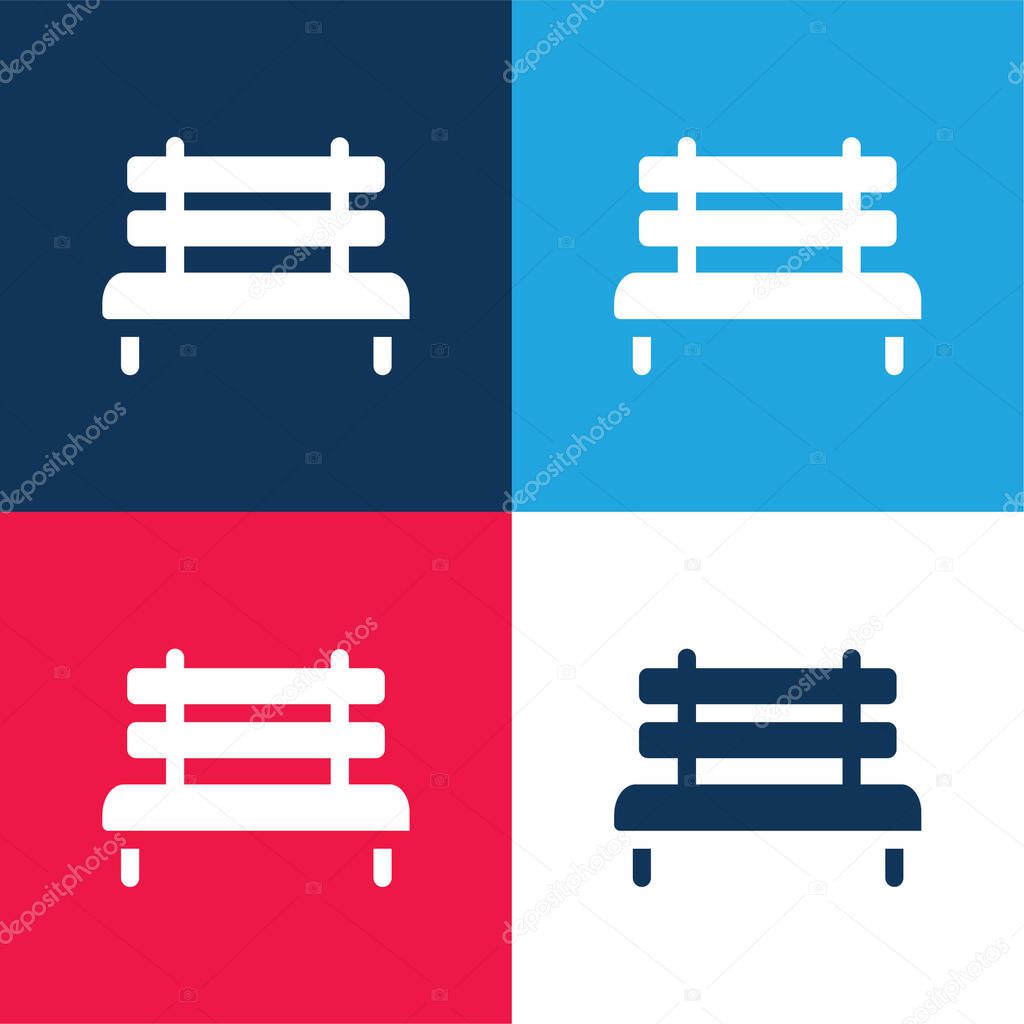 Bench blue and red four color minimal icon set