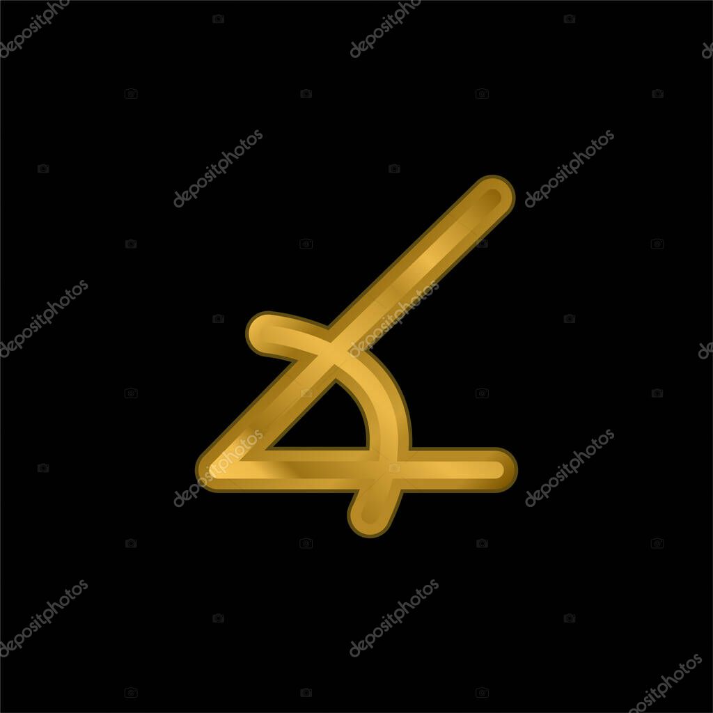 Angle Of Acute Shape gold plated metalic icon or logo vector