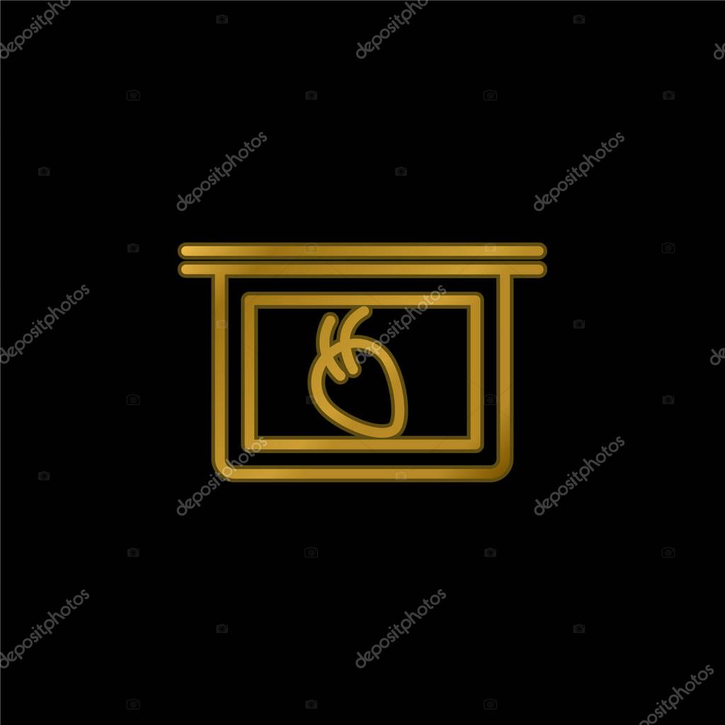 Body Organ With Hair Strands View On Plate gold plated metalic icon or logo vector