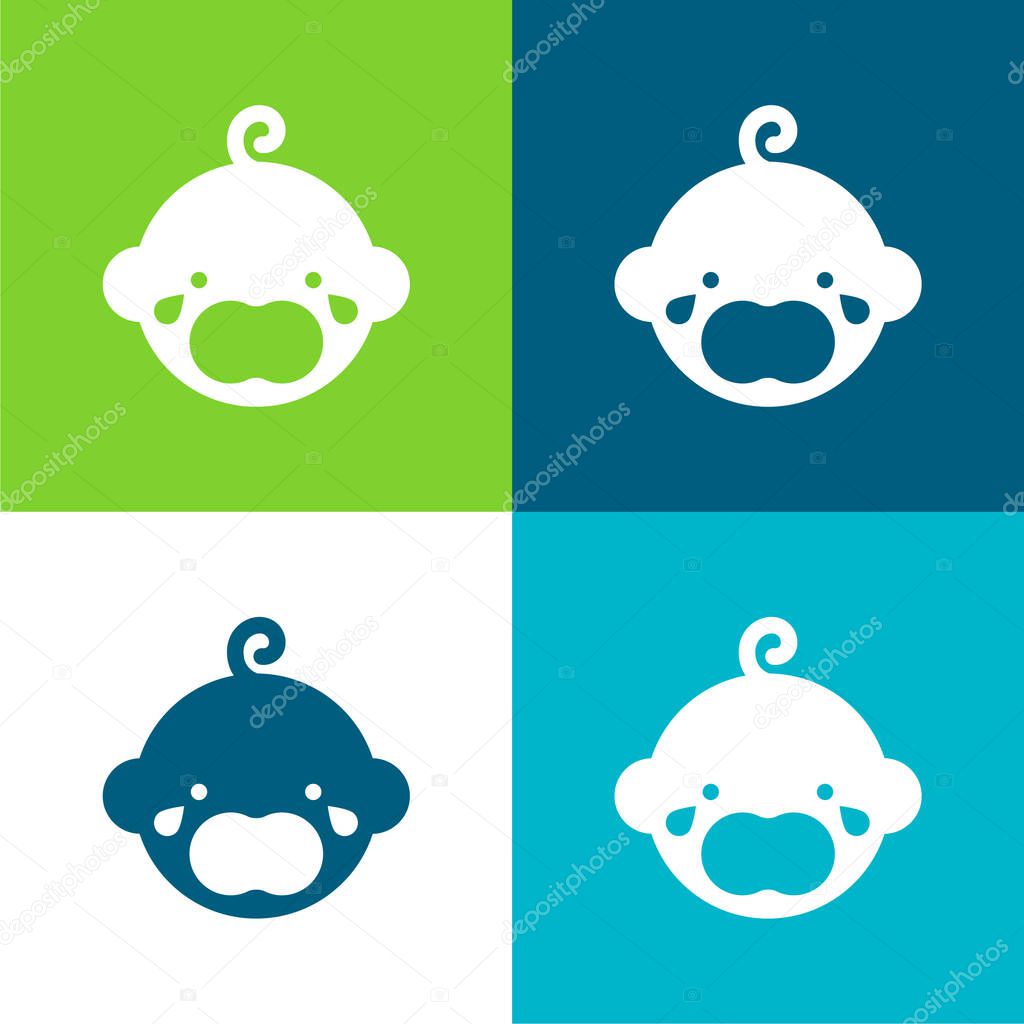 Baby Crying Flat four color minimal icon set