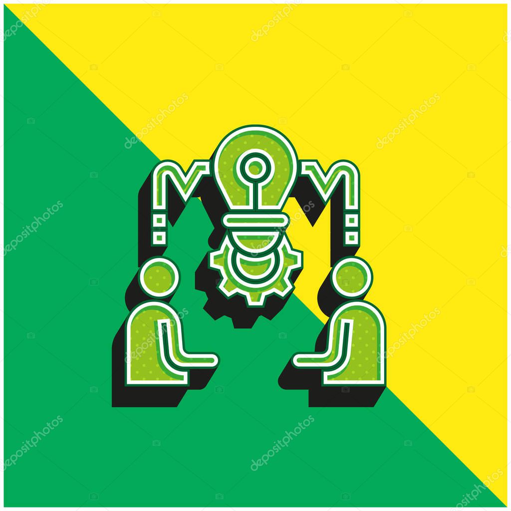 Brainstorming Green and yellow modern 3d vector icon logo