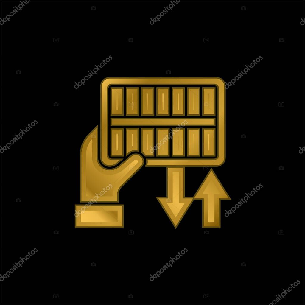Air Filter gold plated metalic icon or logo vector