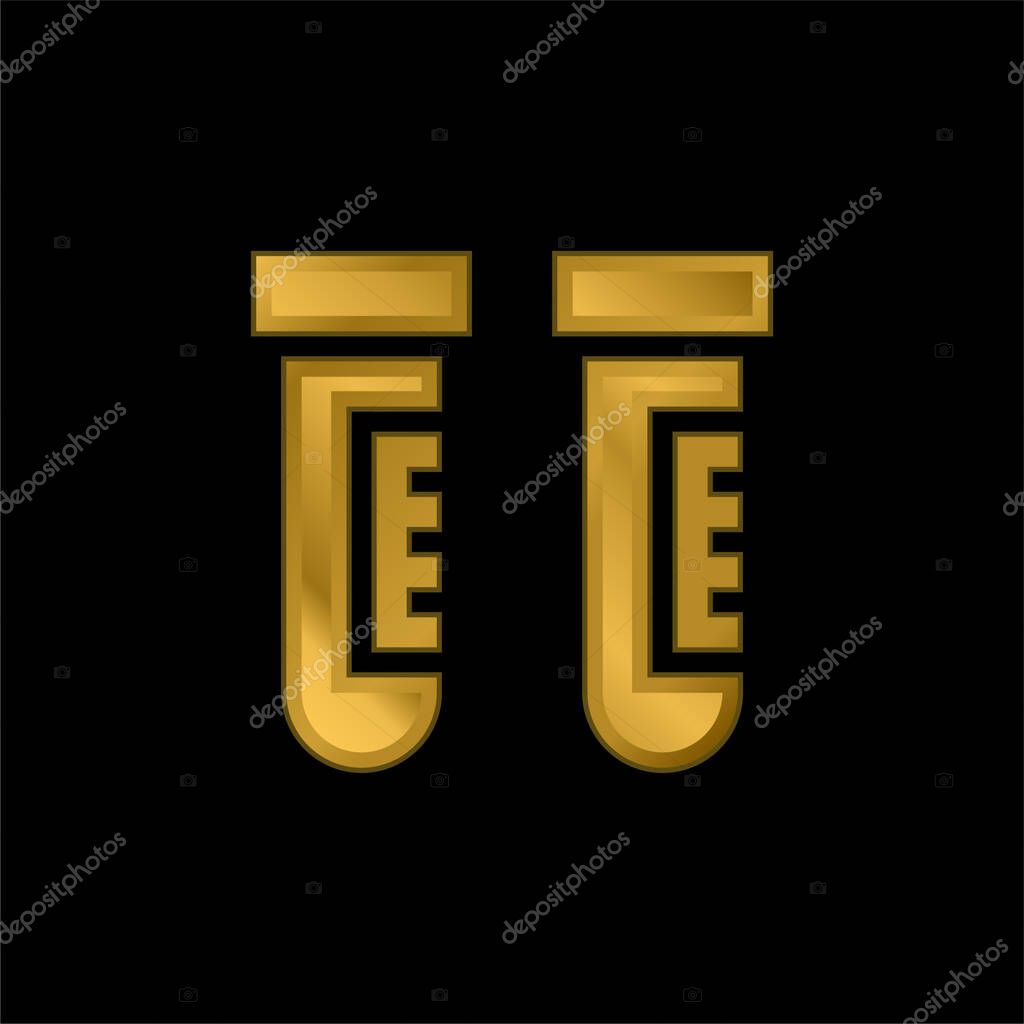 Blood Sample gold plated metalic icon or logo vector