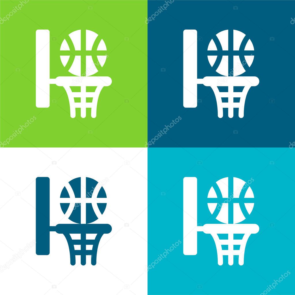 Basketball Flat four color minimal icon set