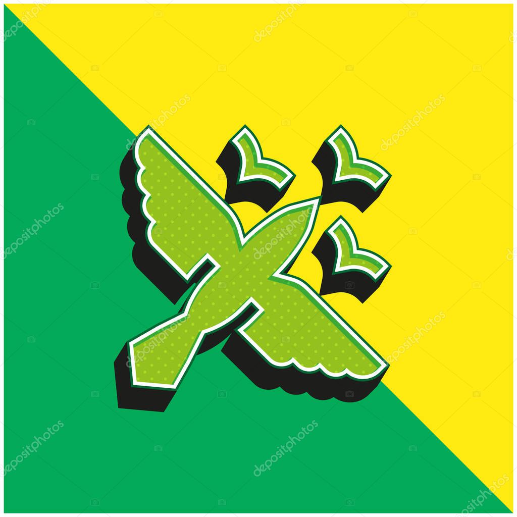 Birds Green and yellow modern 3d vector icon logo