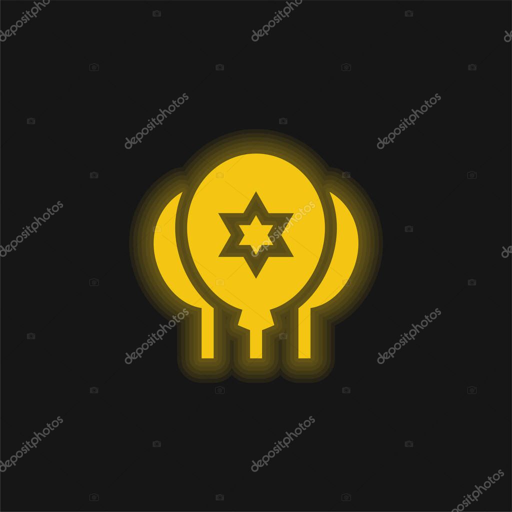 Balloons yellow glowing neon icon