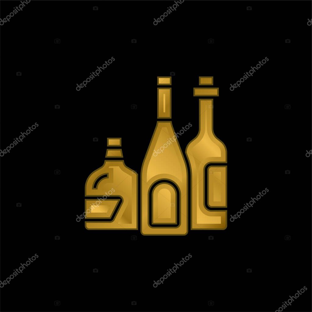 Alcoholic Drink gold plated metalic icon or logo vector