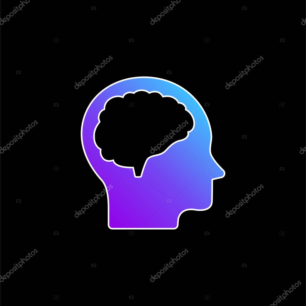 Brain And Head blue gradient vector icon
