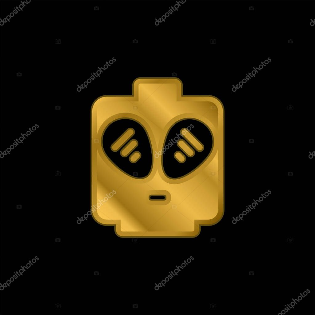 Alien gold plated metalic icon or logo vector