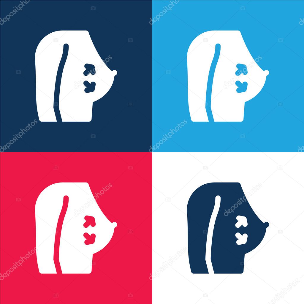 Breast blue and red four color minimal icon set