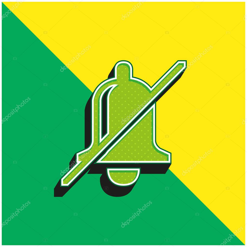 Bell Slash Green and yellow modern 3d vector icon logo