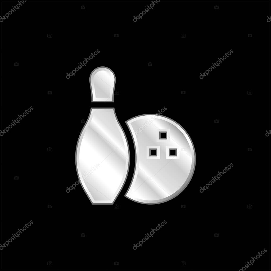 Bowling silver plated metallic icon