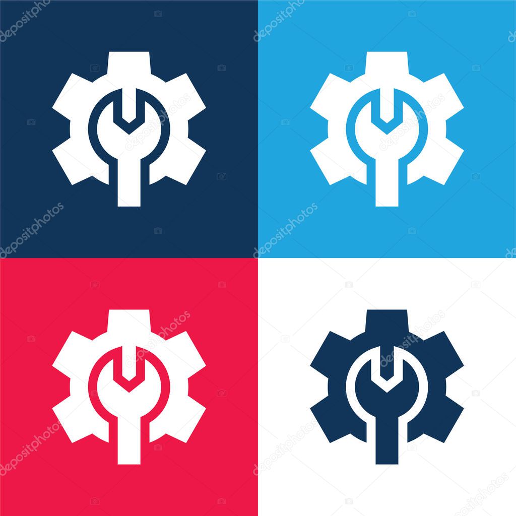 Admin blue and red four color minimal icon set