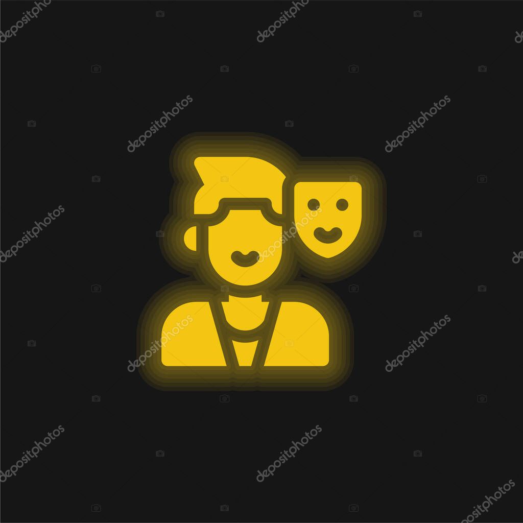 Actor yellow glowing neon icon