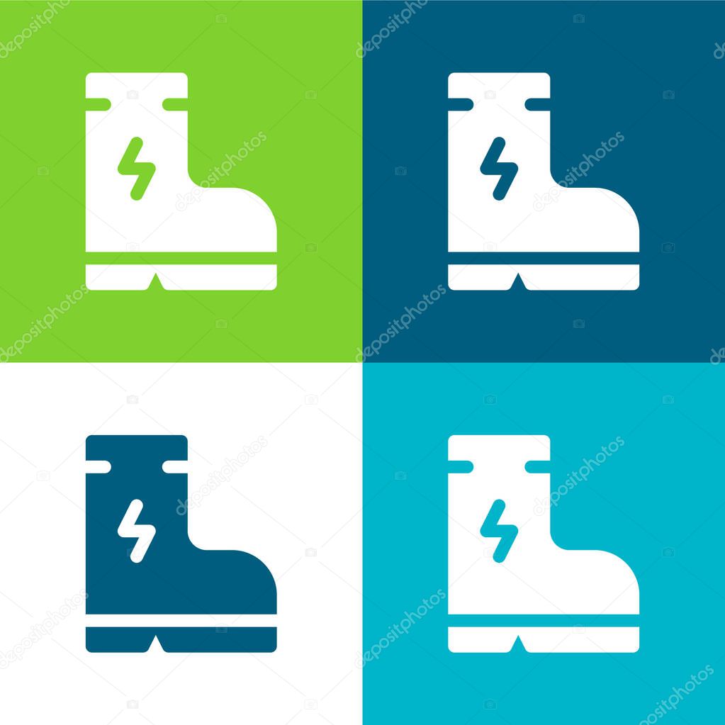 Boot Flat four color minimal icon set