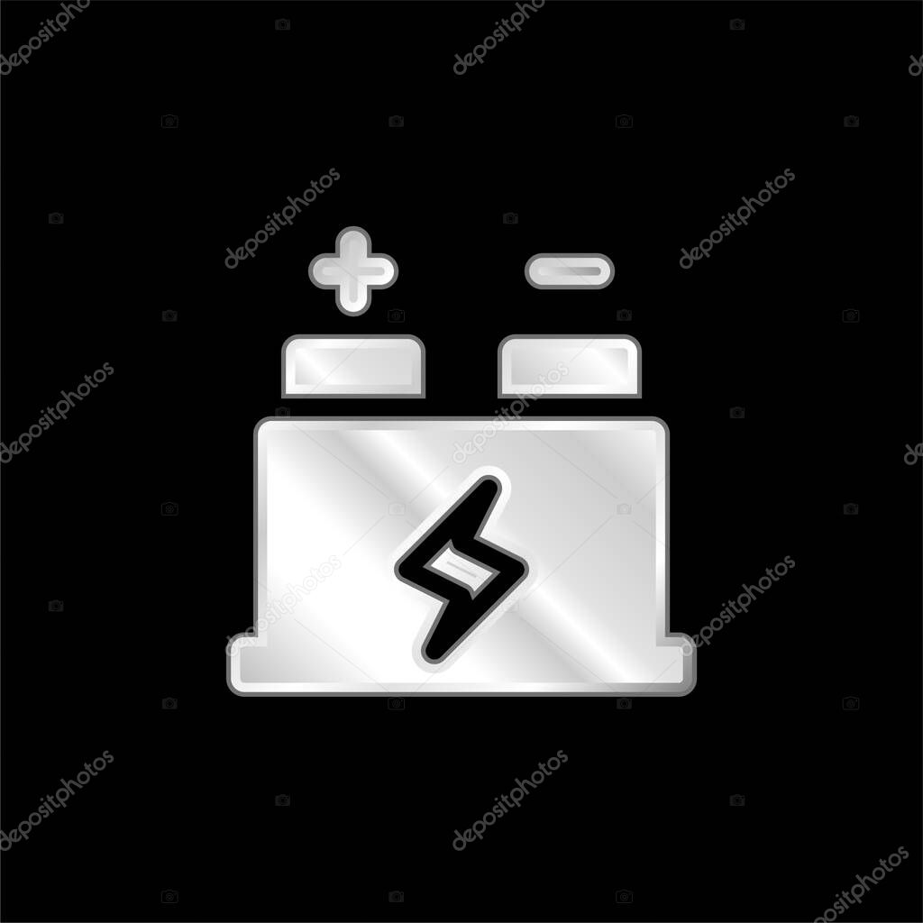 Battery silver plated metallic icon
