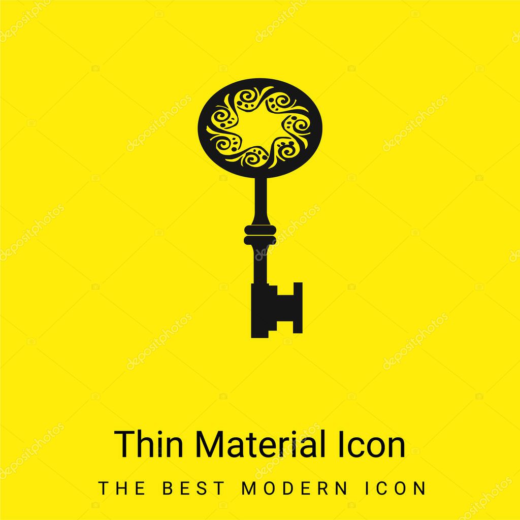 Antique Key Shape With Star Hole In The Middle Of Spirals In An Oval minimal bright yellow material icon