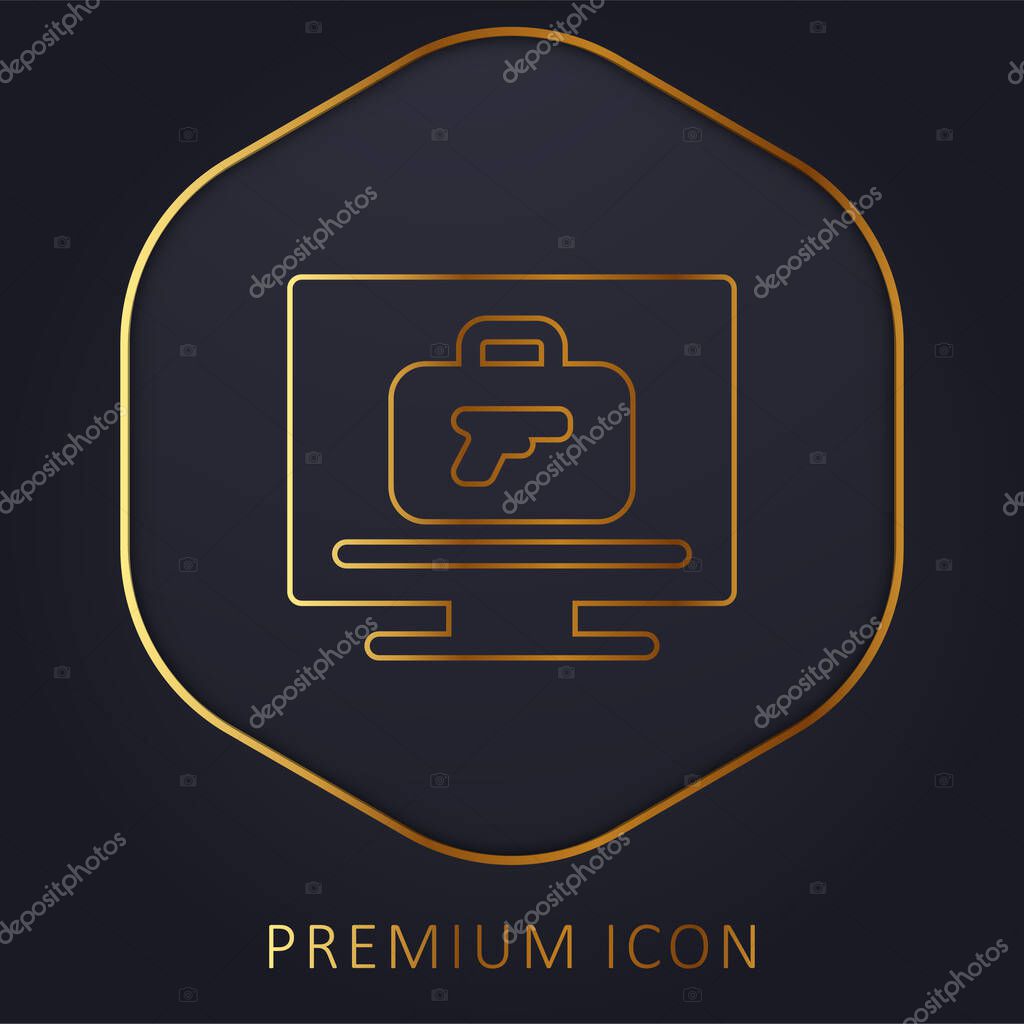 Airport X Ray Machine golden line premium logo or icon