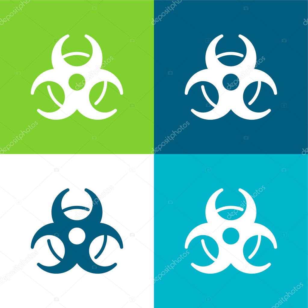 Biohazard Sign Flat four color minimal icon set