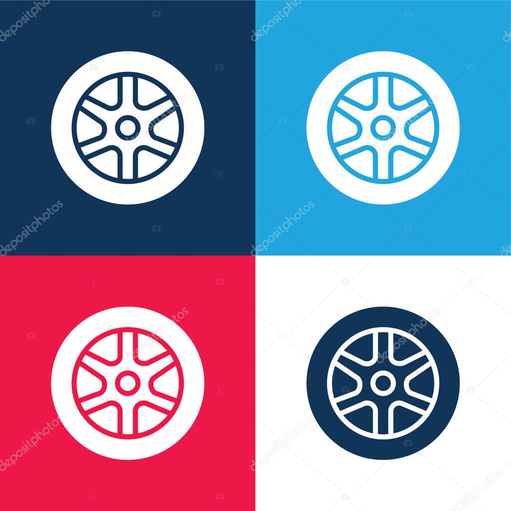 Alloy Wheel blue and red four color minimal icon set